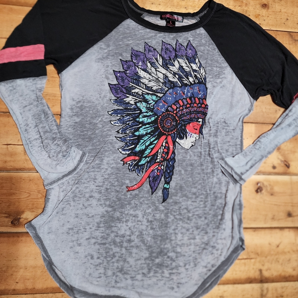 Rock and Roll Cowgirl Indian Long Sleeve Tunic